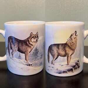 Crossroads San Francisco Gray Timber Wolf Wolves Ceramic Mug ~ Winter Wilderness